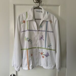 Alfred Dunner Embroidered Dragonfly Zip Jacket Size 10